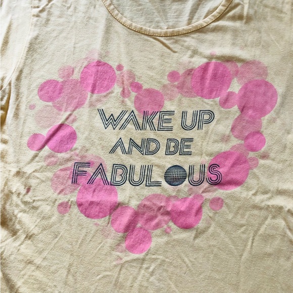 Honey Wake Up and Be Fabulous Heart T Shirt in Yellow Size S - Picture 3 of 8